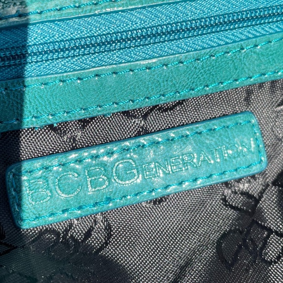 BCBG Generation’s Gorgeous Gray & Turquoise Faux Leather Satchel - Picture 9 of 12